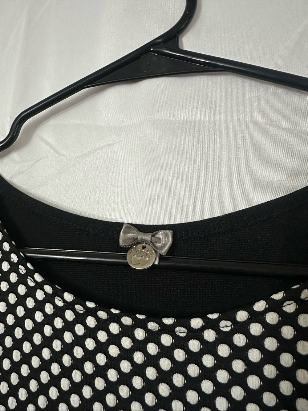 Sleeveless Black & White Polka Dot Fit-and-Flare Dress - Picture 2 of 3